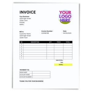 Invoice Template Fully Customizable with Canva Free Invoice Form, Editable Invoice Template