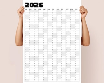 2026 Wandplaner Vertikaler Planer Großer Monochromer Jahreskalender