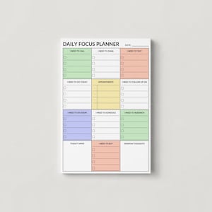 Daily Focus Planner Pad, ADHD Brain Dump Planner, takenlijst, checklists, klein notitieblok 4 x 6"
