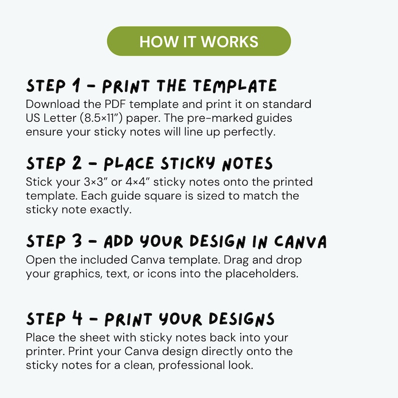 DIY Sticky Note Templates PDF & Canva 3x3"/ 4x4" Printable Sheets ...