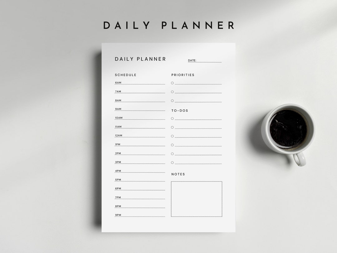 Printable Daily Planner Template PDF Simple Minimalist - Etsy