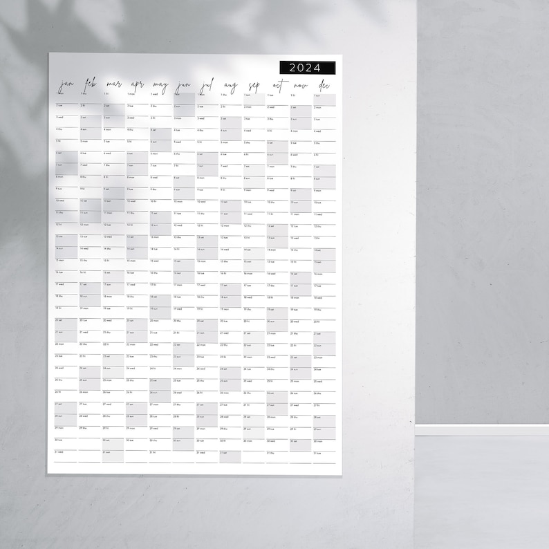 Large Wall Calendar 2025 PDF Printable Wall Planner Colourful Year