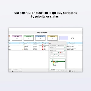 Digital to Do List Excel, Simple Task Tracker With Dynamic Charts ...