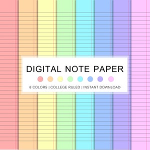 Digital Note Paper Bundle Digital Note Paper Templates College Ruled | 8 Rainbow Colors | Goodnotes, Notability etc. | Digital Download PDF