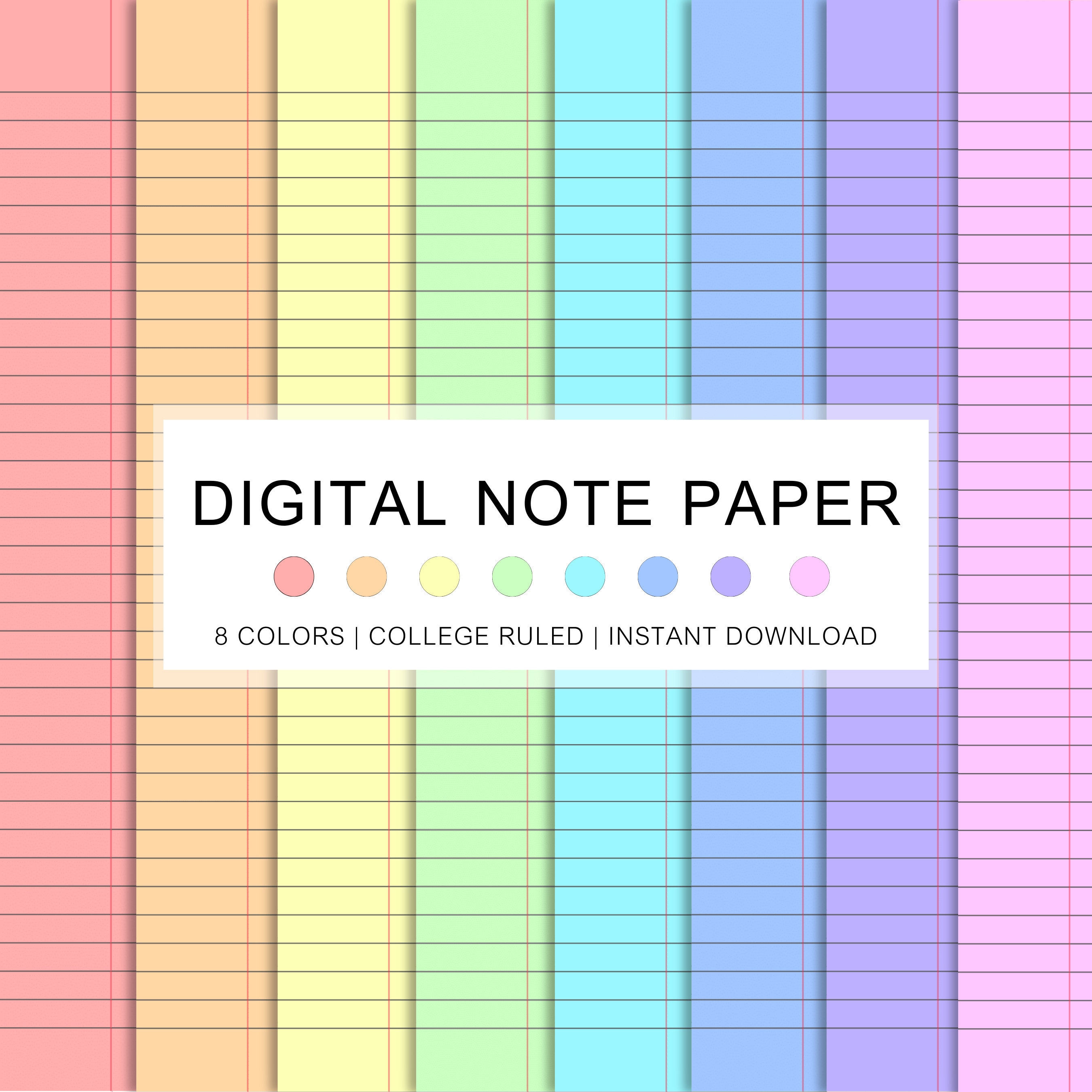 Rainbow Digital Note Paper: College Ruled, A4/letter (PDF Download) - Etsy