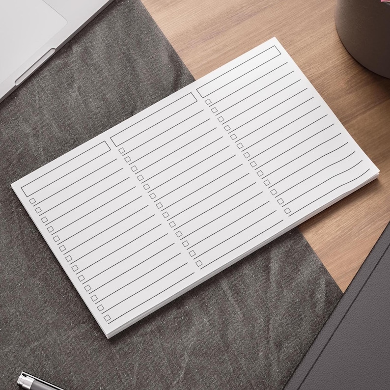 Three Column to Do List Pad – 3 Checklists With Blank Headers, Notepad ...