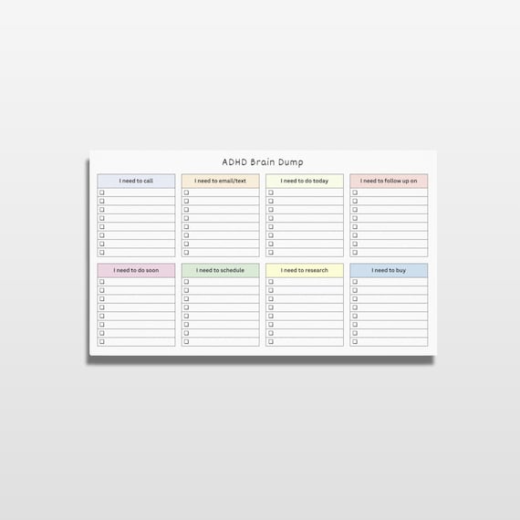 ADHD Brain Dump To Do List Pad: Daily Checklist Sticky Notepad (10x6 in)