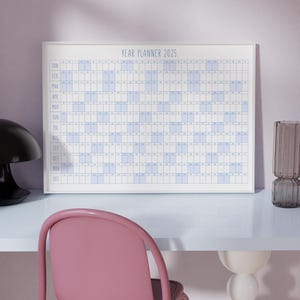 2025 Year Calendar | Large Wall Planner | Digital Download PDF | Printable A1 A2 24x18 36x24 | Horizontal Format, Full Year Per Page
