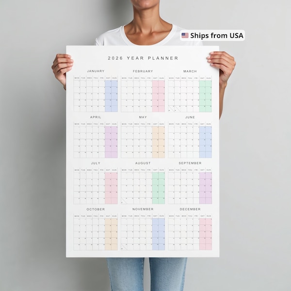2026 Wall Calendar Poster: Minimalist Year Planner