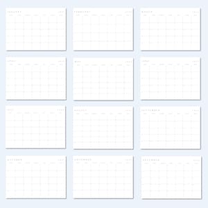Complete overview of all 12 months included in the minimalist 2027 printable calendar download.