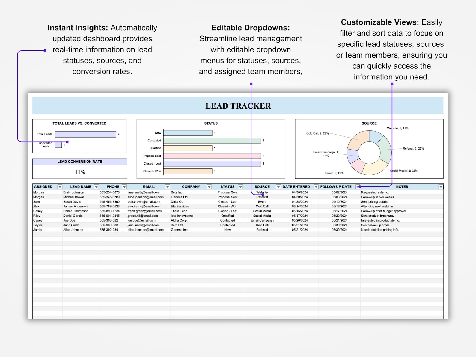 Plantilla de CRM para el seguimiento de clientes potenciales en Excel ...