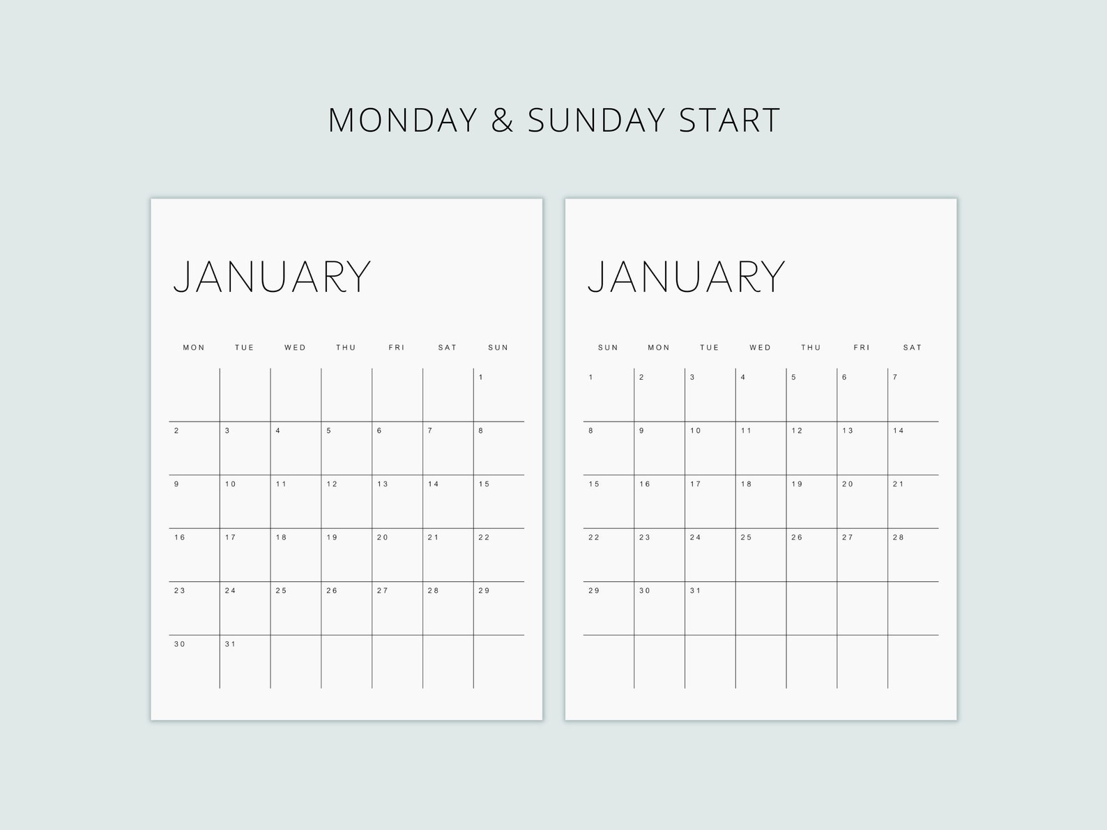 Printable Calendar 2023 Monthly Planner 2023 A4 Letter Etsy