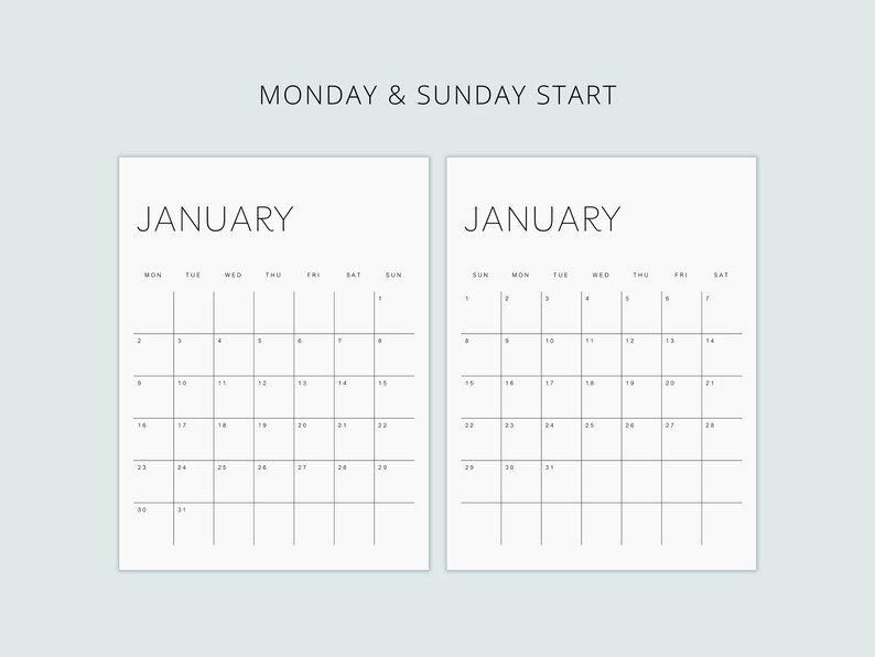 Printable Calendar 2023 Monthly Planner 2023 A4 Letter Etsy