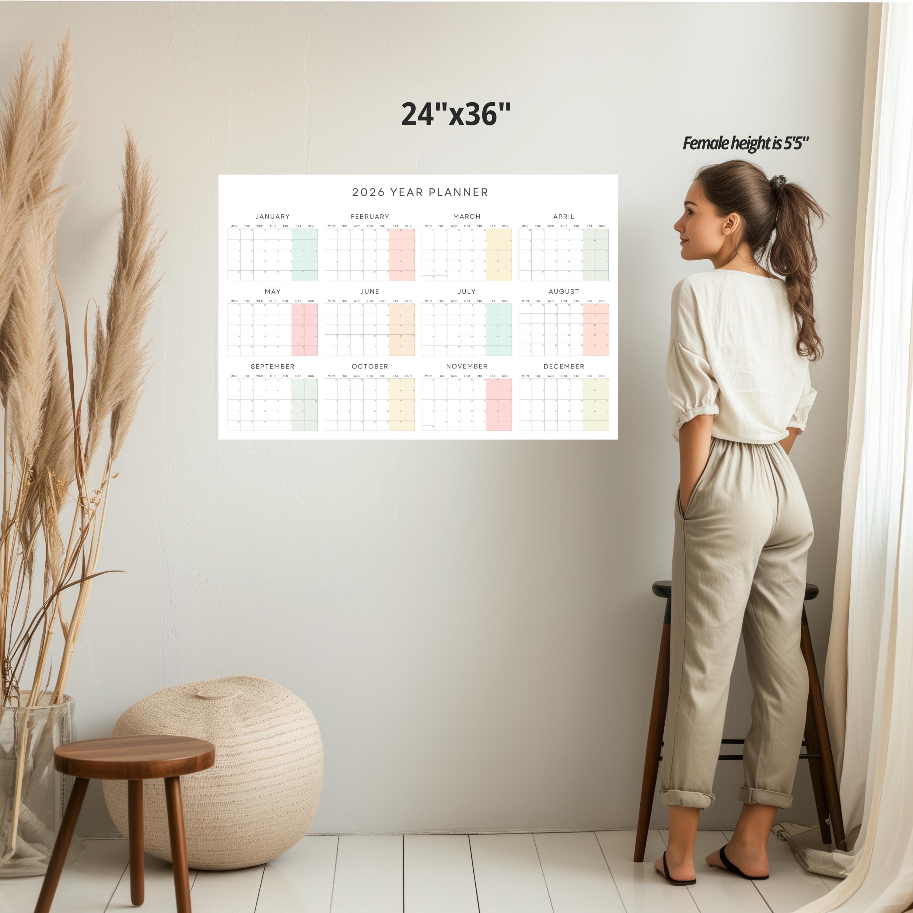 2026 Wall Calendar Poster Landscape Minimalist Monthly Planner Monday ...