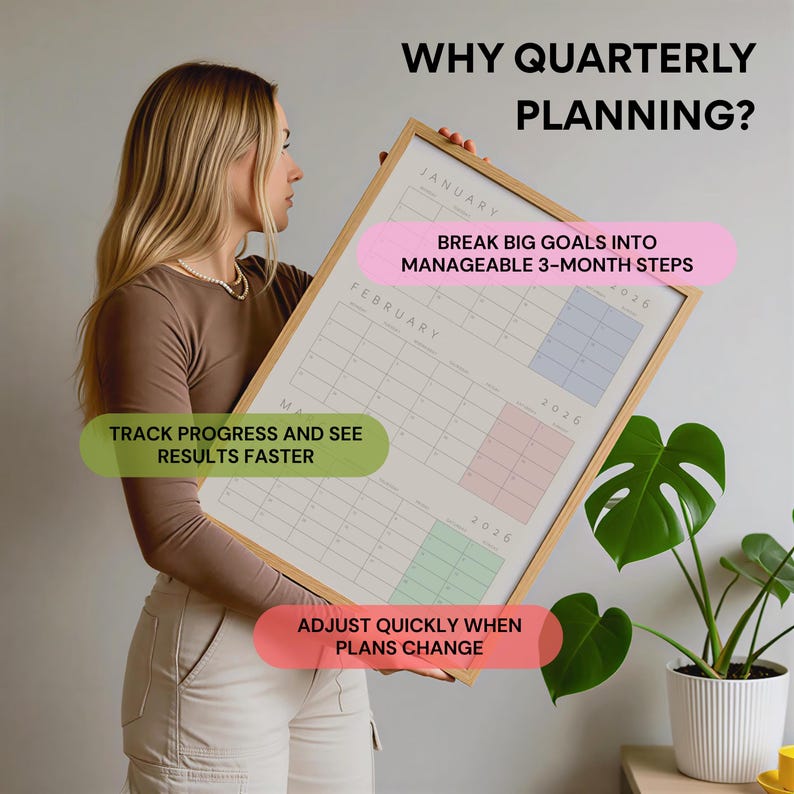 Quarterly Calendar 2026 PDF, Printable 3-Month Planner, Monday & Sunday Start (Digital Download) image 6