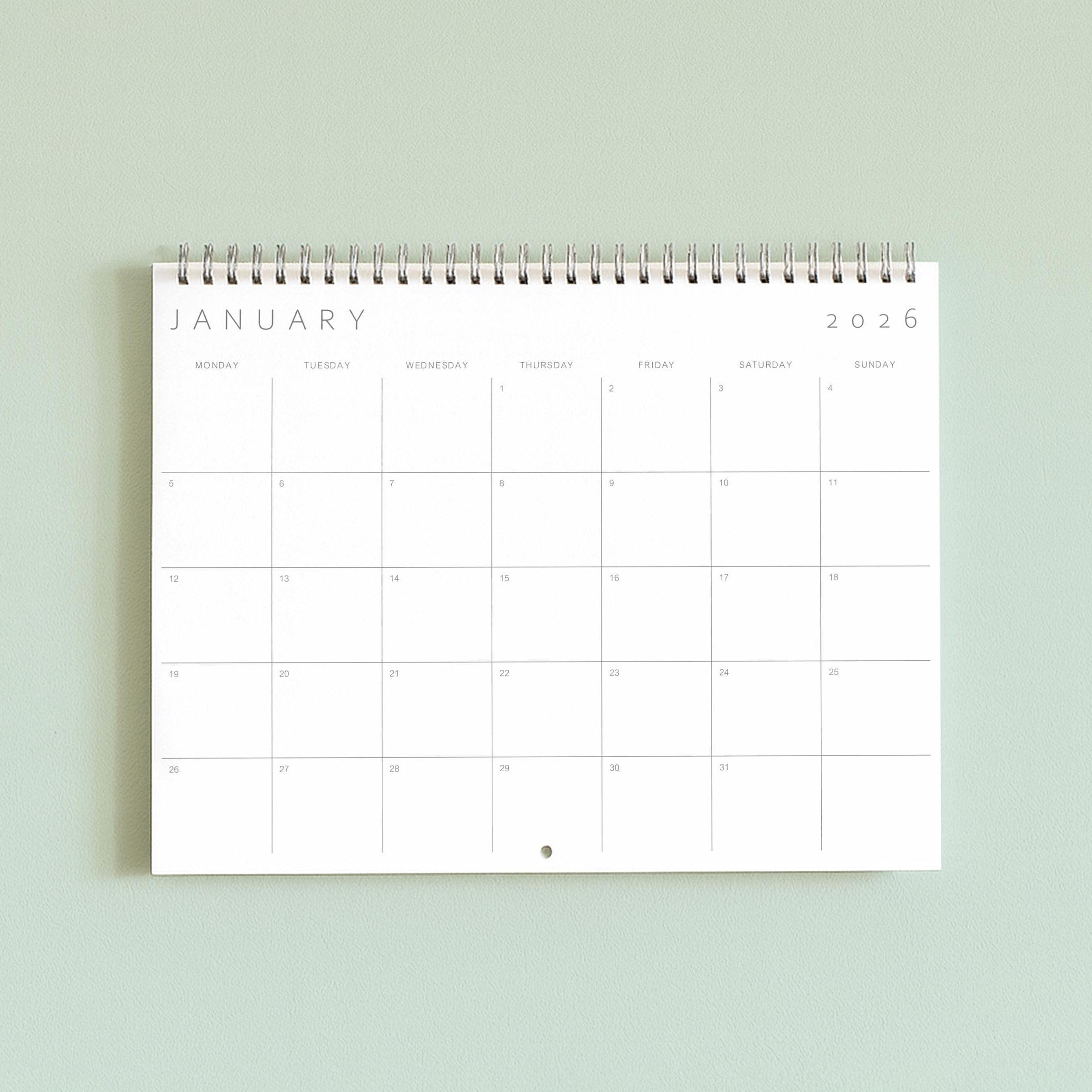 Monthly Wall Calendar 2026-2027 from January 2026 to December 2027, Spiral Binding, Hanging