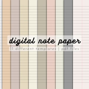 Digital Note Paper Templates | 11 Neutral Colors, Earthy Pastel Tones | Lined Paper For Digital Note-Taking | Goodnotes, Notability PDF