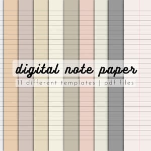 Modelli di carta per appunti digitali / 11 colori neutri, toni pastello terrosi / Carta a righe per appunti digitali / Goodnotes, Notability PDF