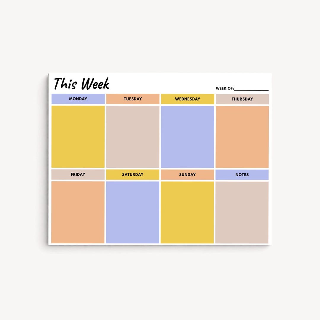 Weekly Planner Pad 8x6in, Colorful Pastel Desk Organizer, Horizontal ...