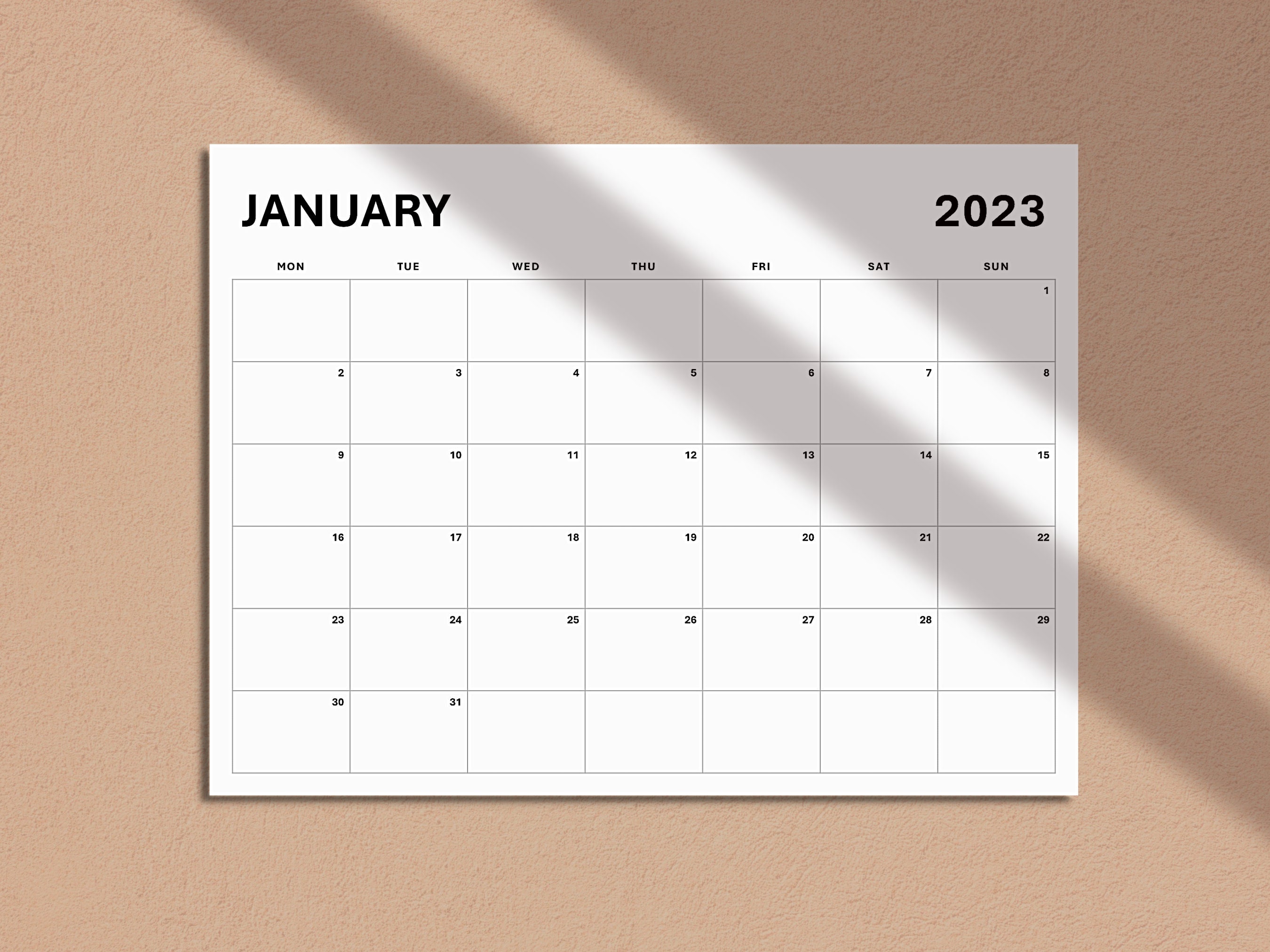 Large Wall Calendar 2023 Printable Calendar Minimalist Etsy Canada