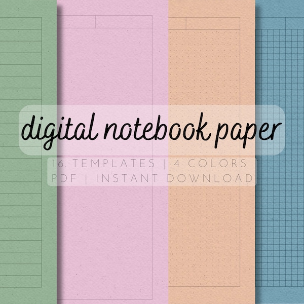 Digital Paper Pack for Note Taking | Lined, Dot, Graph and Blank Paper | Digital Note Paper with Texture Paper| Goodnotes, iPad Digital PDF