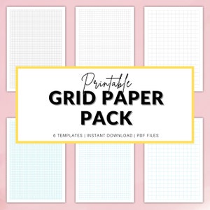 Printable Graph Paper Pack PDF, Grid Paper Templates Bundle of 6, A4 & Letter, Digital Planner Templates, 1/8 Inch 1/4 Inch 1/2 Inch Grid