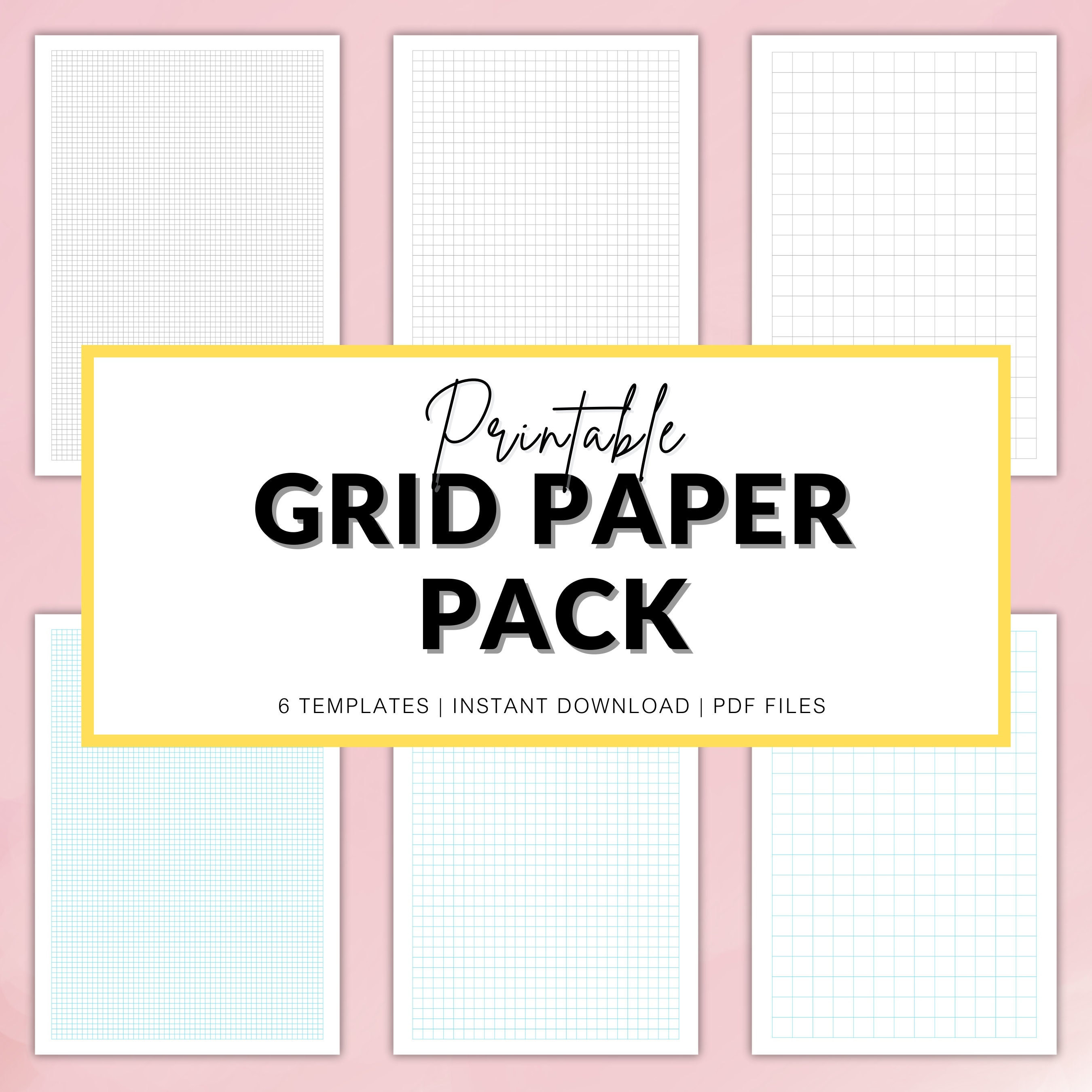 Printable Graph Paper Pack PDF, Grid Paper Templates Bundle of 6, A4 & Letter, Digital Planner Templates, 1/8 Inch 1/4 Inch 1/2 Inch Grid
