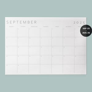 Academic Year Calendar Sep 2025 - Aug 2026 Printable • Monthly Planner PDF • A4 A3 Letter Ledger • Sunday & Monday Start • Minimalist Design