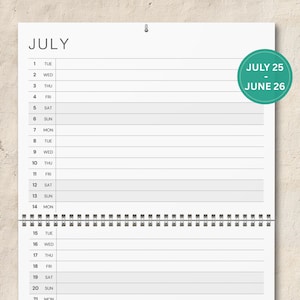 2025-2026 Mitte Jahr Kalender Wandplaner | 11x17 ”monatlicher Auftritt | 2 Seitenlayout | Porträt | Juli 2025 – Juni 2026 | Datierter Akademischer Planer