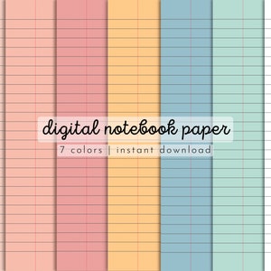 Quaderno digitale / Pacchetto di carta digitale / Carta a righe per appunti digitali / Modelli PDF digitali / Goodnotes, Notability / Scarica