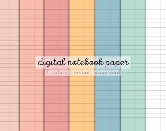 Colorful Lined Digital Notebook Paper: A4, Letter (PDF Templates)