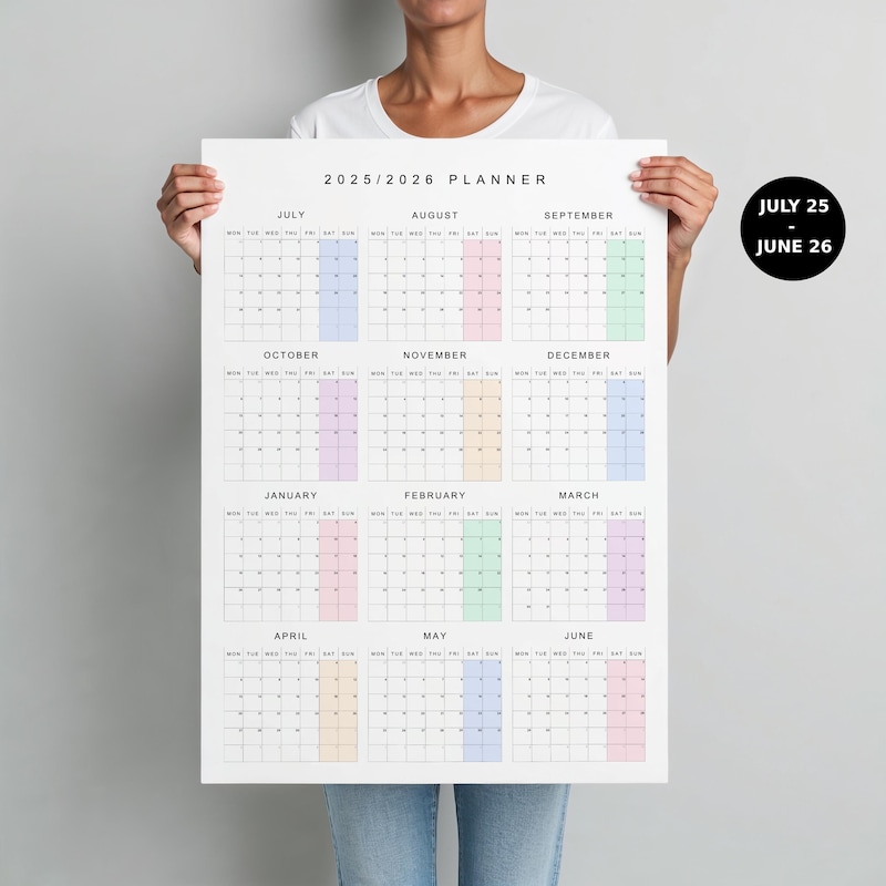 Academic Year Calendar Wall 25 26 Etsy UK