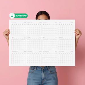 Plannen met een glimlach Jaarplanner A2 - Wandkalender, jaarposter, muur poster