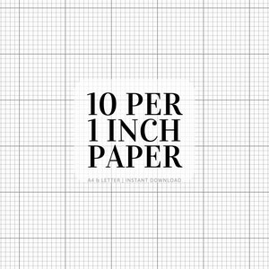 Carta millimetrata 10 quadrati per pollice / Stampabile / Carta millimetrata 10x10 / Carta per punto croce / A4 e lettera / Carta a quadretti stampabile / Download immediato