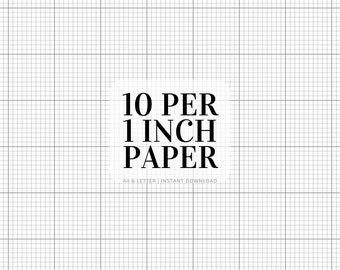 10 carrés par pouce de papier millimétré | Imprimable | Papier millimétré 10 x 10 | Papier point de croix | A4 et lettre | Papier quadrillé imprimable | Téléchargement instantané