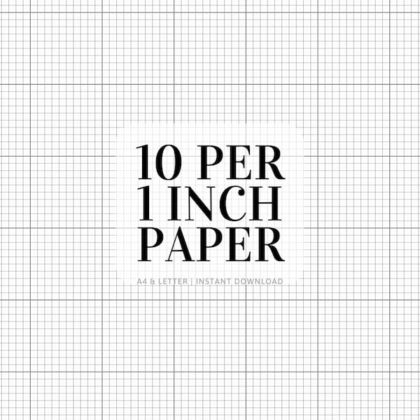 10 Squares per Inch Graph Paper | Printable | 10x10 Graph Paper | Cross Stitch Paper | A4 & Letter | Printable Grid Paper | Instant Download