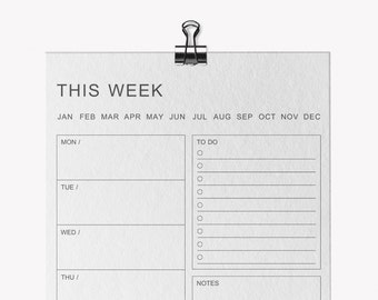 Planejador semanal minimalista para imprimir: A4/Carta sem data (Download digital)