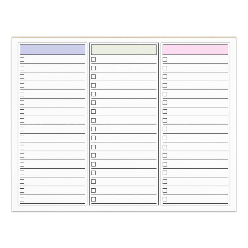 3 Column to Do List Notepad Landscape | Letter Sized Checklist Pad 8 ...