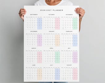 2026 2027 Akademischer Jahresplaner, Pastellfarben (Digitaler Download)