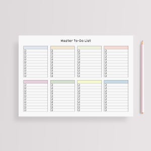 Pastel To Do List Printable Master Task Checklist with Blank Headers (A4 & Letter)