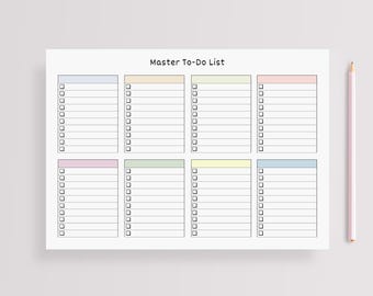 Liste de tâches à faire pastel imprimable avec en-têtes vierges (A4 et lettre)