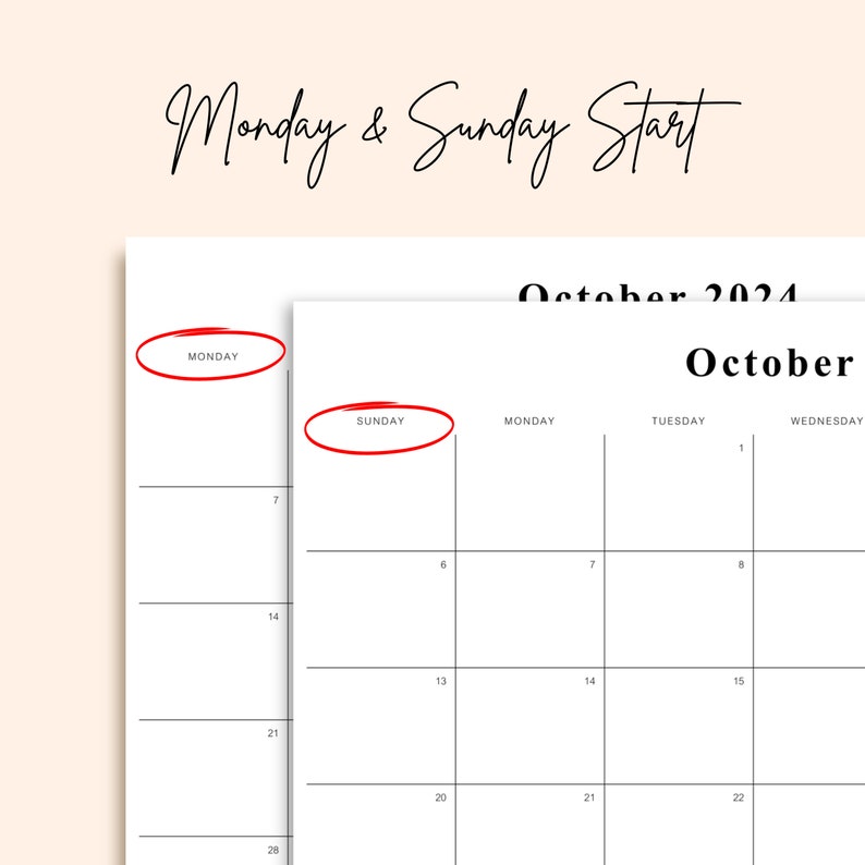 2024 Printable Monthly Calendar 2024 PDF Monthly Planner 2024 A4, A3