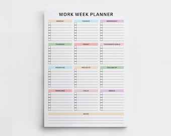 Weekly Work Planner Printable Colorful 5 Day Checklist (PDF Download)