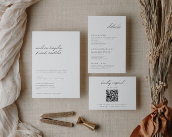 Minimalist Wedding Invitation Suite Modern Wedding Invitation Template | Boho Wedding Invitation Photo Wedding Invitation Editable Template