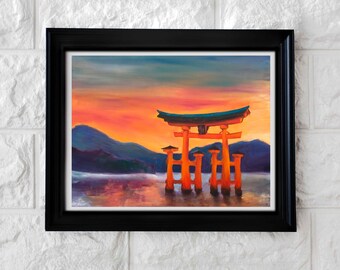 Itsukushima Shrine Floating Torii Gate Art Print 8.5" x 11"