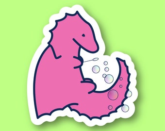 Pink Baby Dragon Blowing Bubbles Sticker