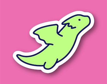 Green Flying Baby Dragon Sticker