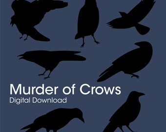 Murder of Crows DIGITAL DOWNLOAD Bundle | png svg jpg pdf eps
