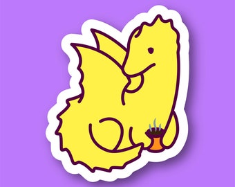 Yellow Baby Dragon with Hot Chocolate/Tea/Coffee Sticker