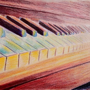 Colorful Piano Art Print Drawing by Cassandra Brown